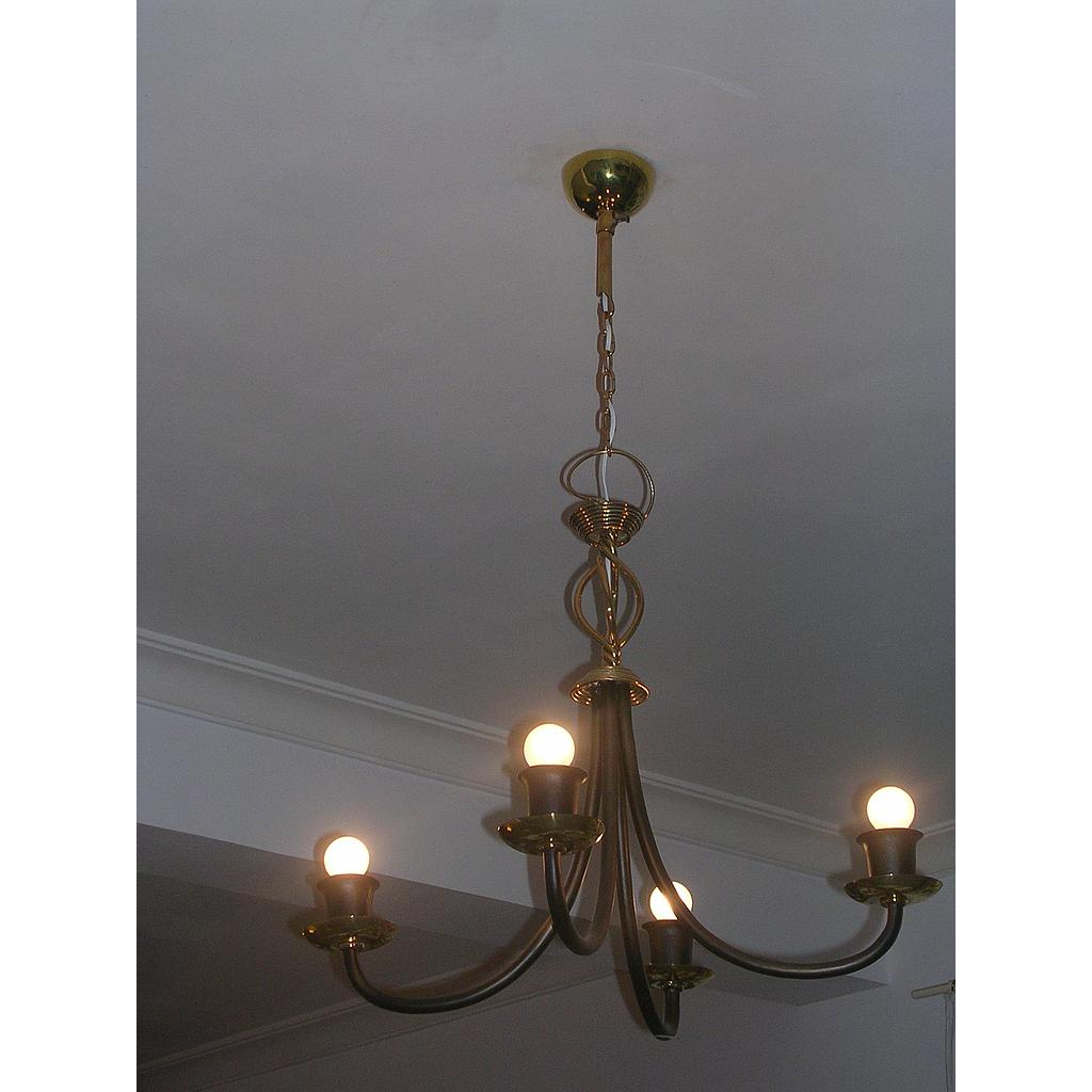 LUSTRE torsade 4 BR en FER ET LAITON