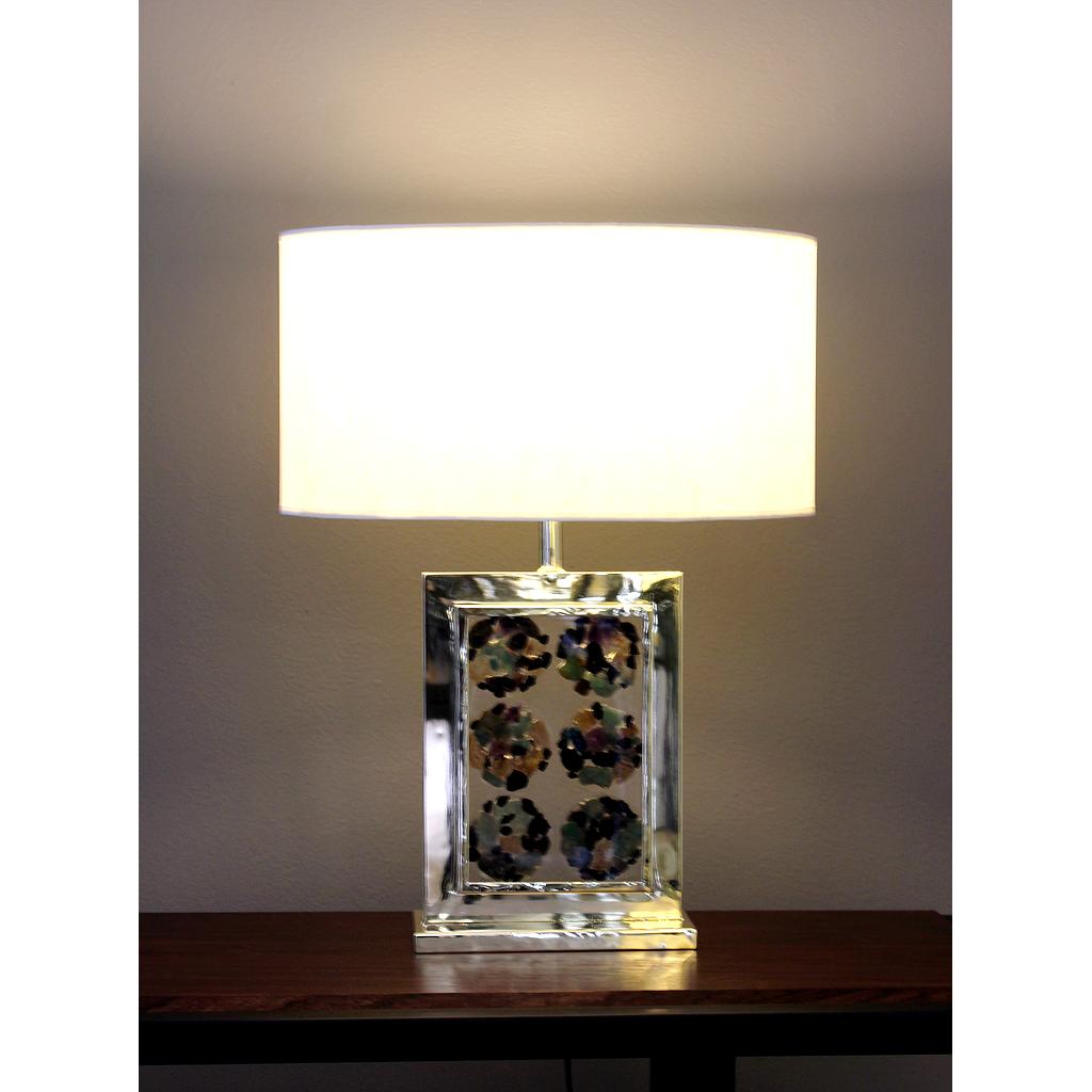 LAMPE CADRE RESINE AVEC PIERRE  H27  